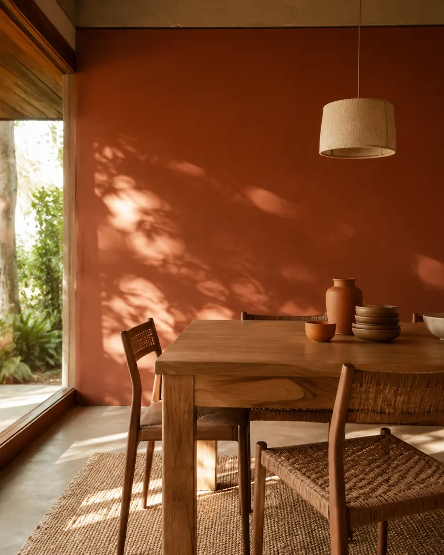 Ambiente com parede em terracota